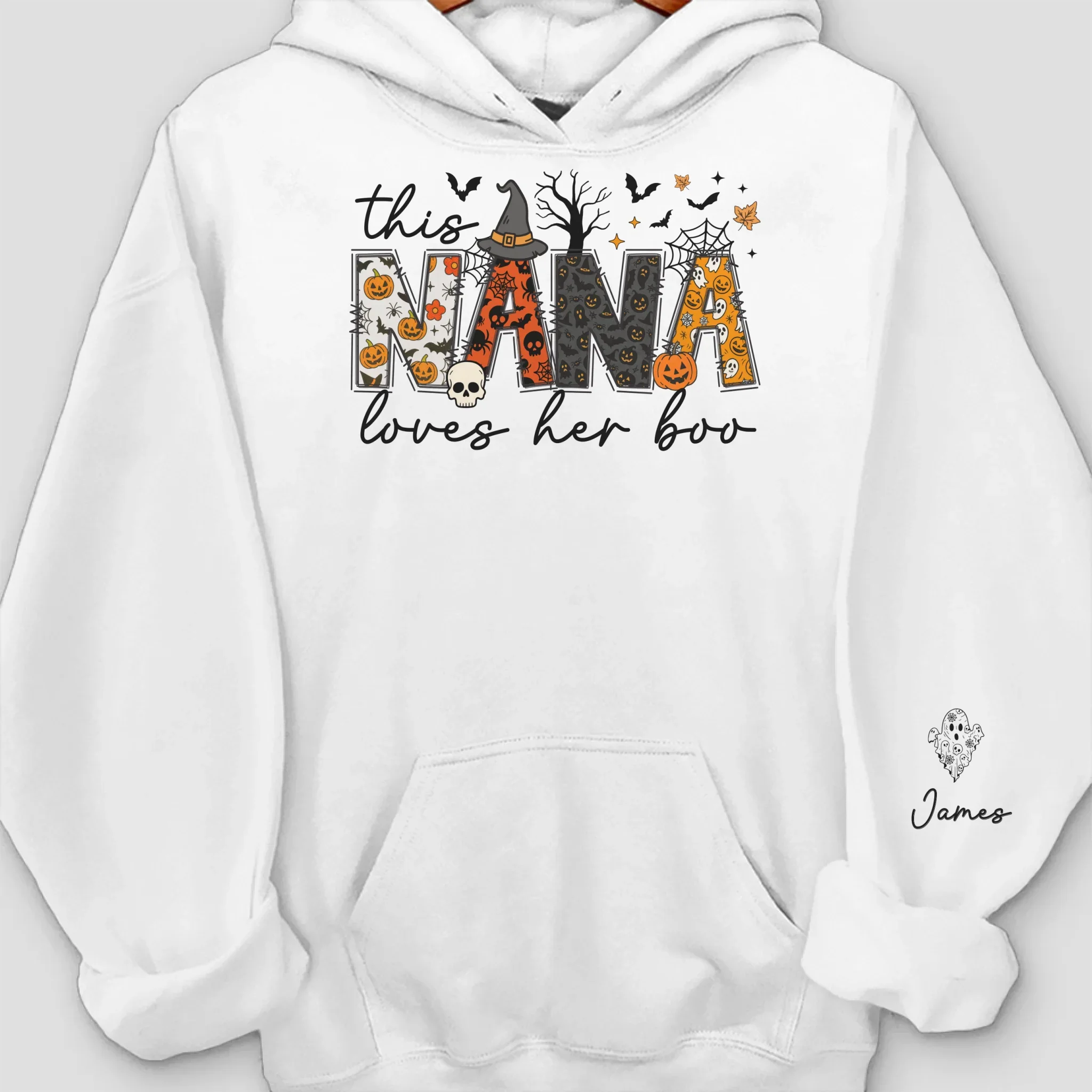 Custom Unisex Sweatshirt, Hoodie With Design On Sleeve - Personalized Halloween Birthday Gifts For Mom, Grandma - Spooky Nights With Loved Ones