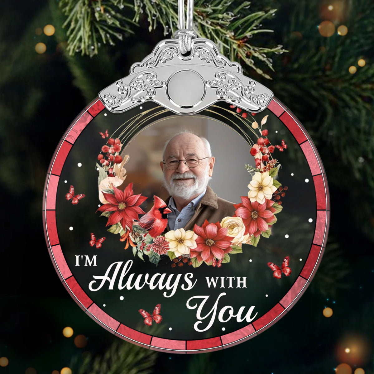 Custom Photo Acrylic Ornament - Personalized Christmas Memorial Sympathy Gifts For Loss Of Mom, Dad - Cherished Memories Live Within Us