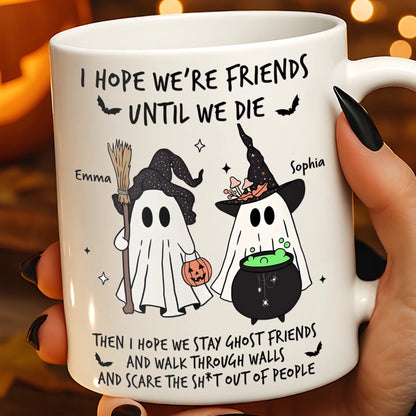 Custom Mug - Personalized Halloween Birthday Gifts For Women, Besties, Sisters, BFF - Spooky Nights With My Bestie