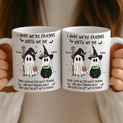 Custom Mug - Personalized Halloween Birthday Gifts For Women, Besties, Sisters, BFF - Spooky Nights With My Bestie