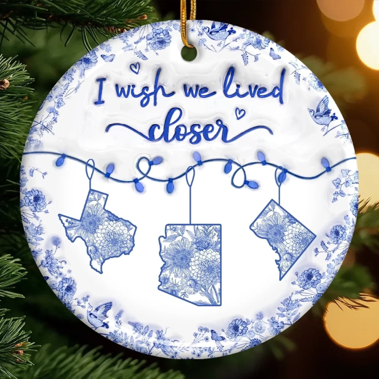 Custom Long Distance Acrylic Ornament - Personalized Christmas Birthday Gifts For Mom, Dad, Brother, Sister, Kids - Miles Apart But Always Close At Heart