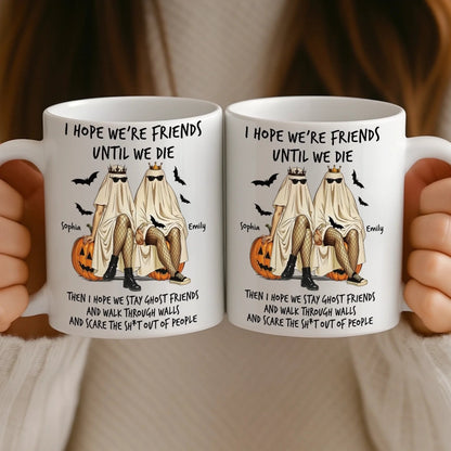 Custom Mug - Personalized Halloween Birthday Gifts For Women, Besties, Sisters, BFF - Ghostly Giggles With My Bestie
