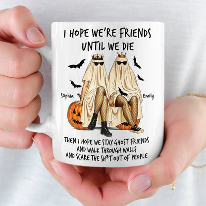 Custom Mug - Personalized Halloween Birthday Gifts For Women, Besties, Sisters, BFF - Ghostly Giggles With My Bestie