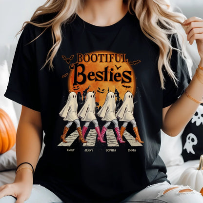 Custom Unisex T-shirt, Premium T-shirt, Hoodie - Personalized Halloween Birthday Gifts For Women, Besties, Sisters, BFF - Haunted By Laughter Together