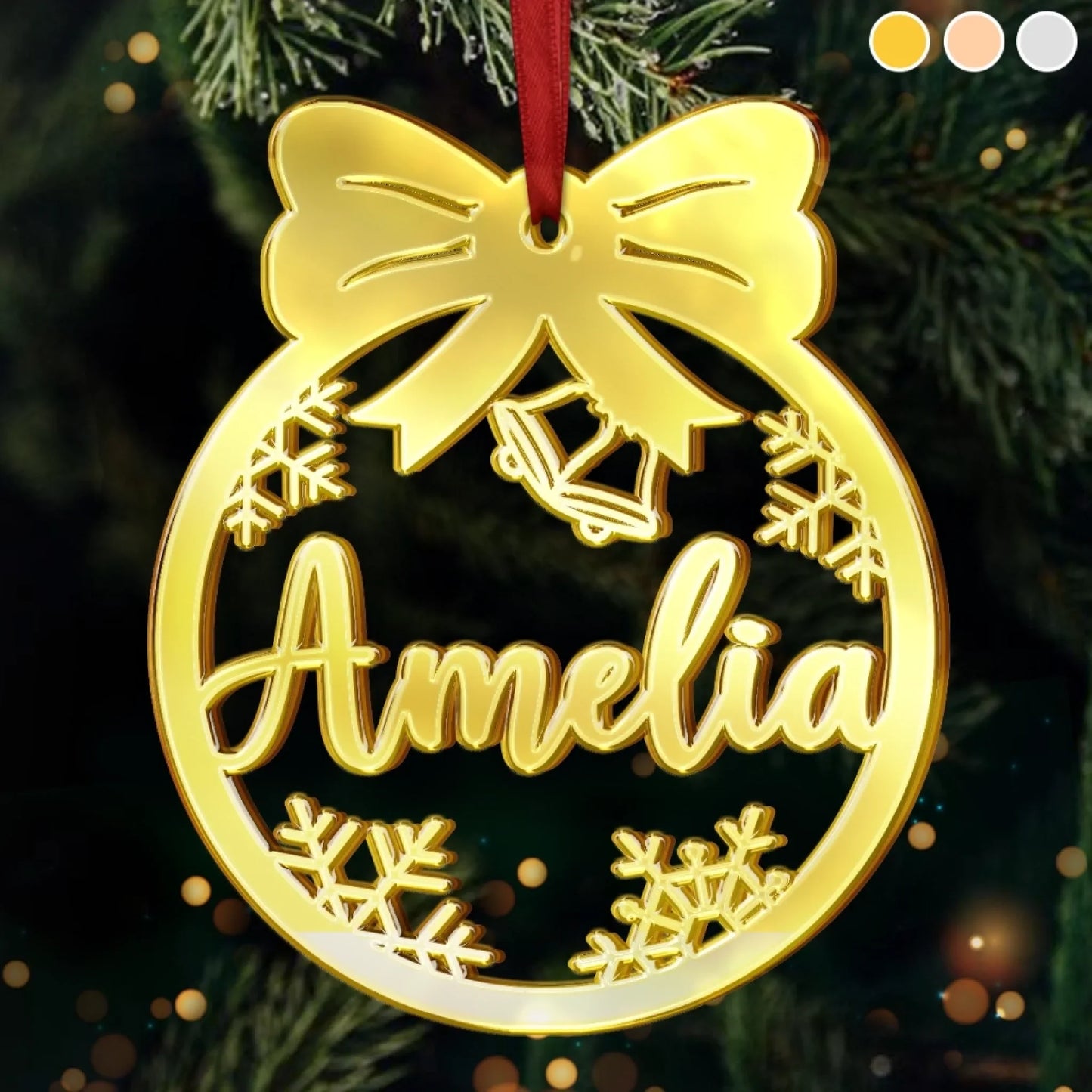 Custom Mirrored Acrylic Ornament - Personalized Christmas Birthday Gifts For Mom, Dad, Kids - Sparkle Season