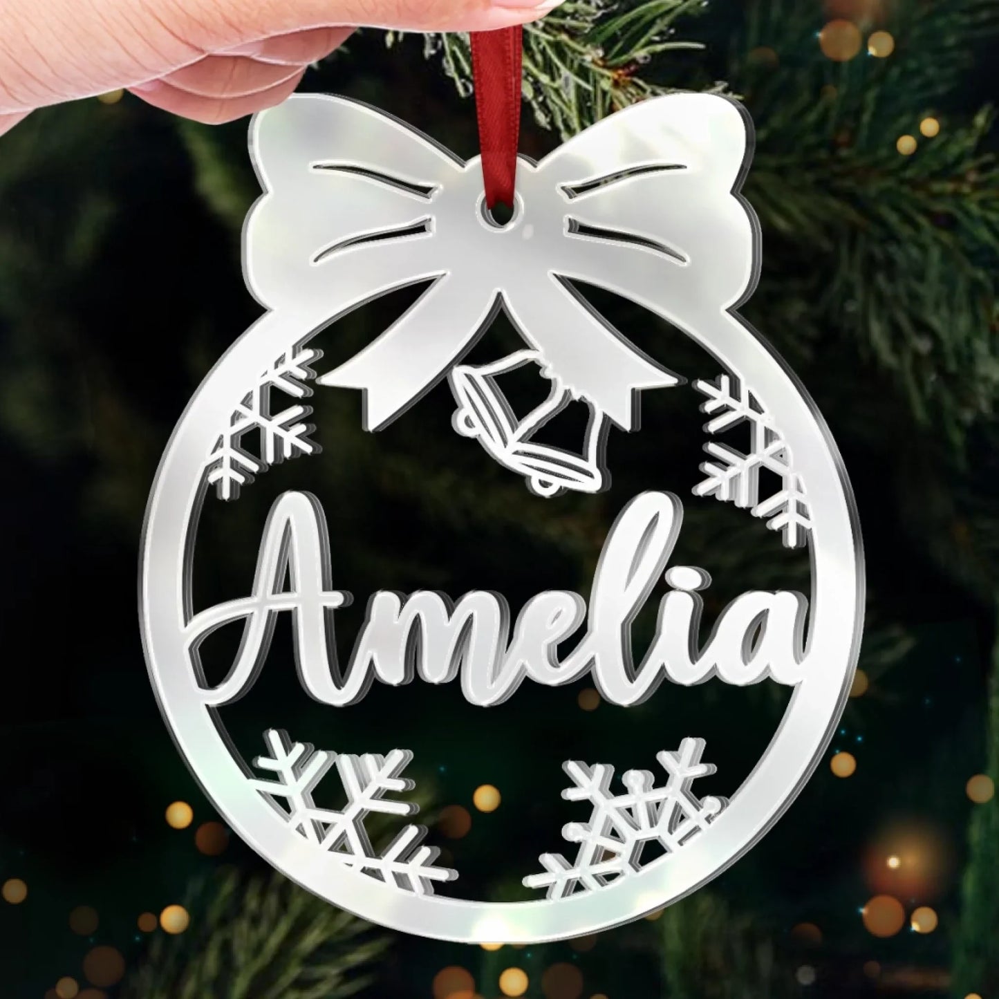 Custom Mirrored Acrylic Ornament - Personalized Christmas Birthday Gifts For Mom, Dad, Kids - Sparkle Season