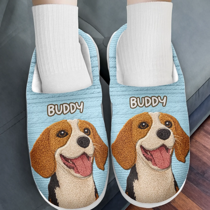 Custom Photo Fluffy Slippers - Personalized Birthday Gifts For Dog Cat Lovers, Dog Dad And Mom, Cat Owners - Snug Life, Paw Life