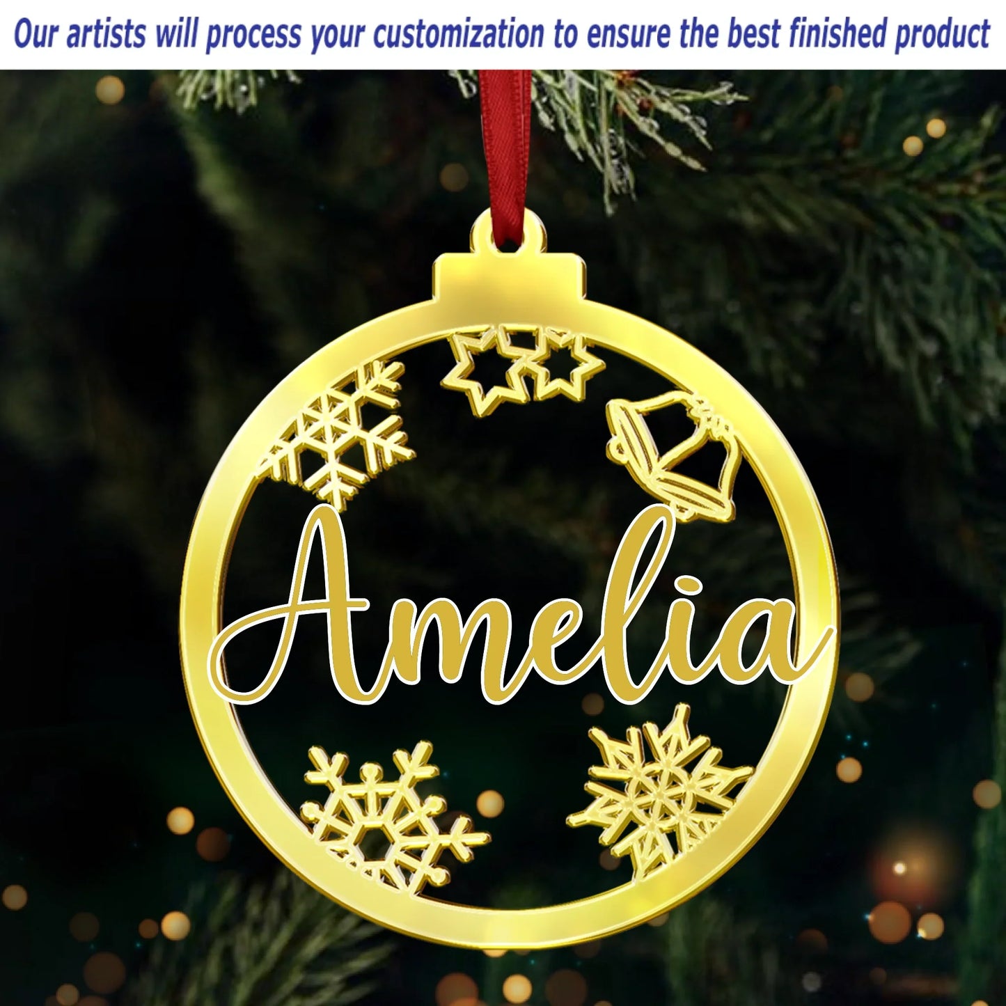 Custom Mirrored Acrylic Ornament - Personalized Christmas Birthday Gifts For Mom, Dad, Kids - Sparkle Season