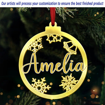 Custom Mirrored Acrylic Ornament - Personalized Christmas Birthday Gifts For Mom, Dad, Kids - Sparkle Season