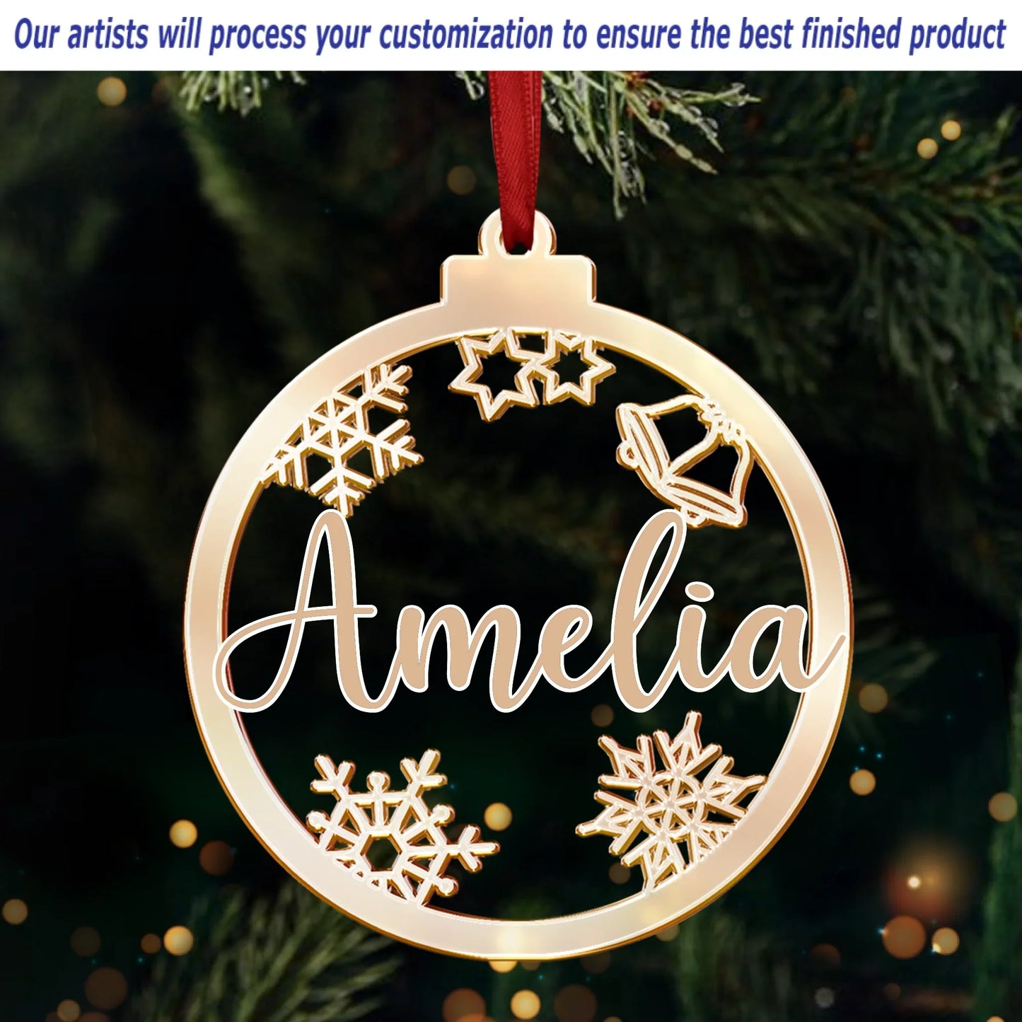 Custom Mirrored Acrylic Ornament - Personalized Christmas Birthday Gifts For Mom, Dad, Kids - Sparkle Season