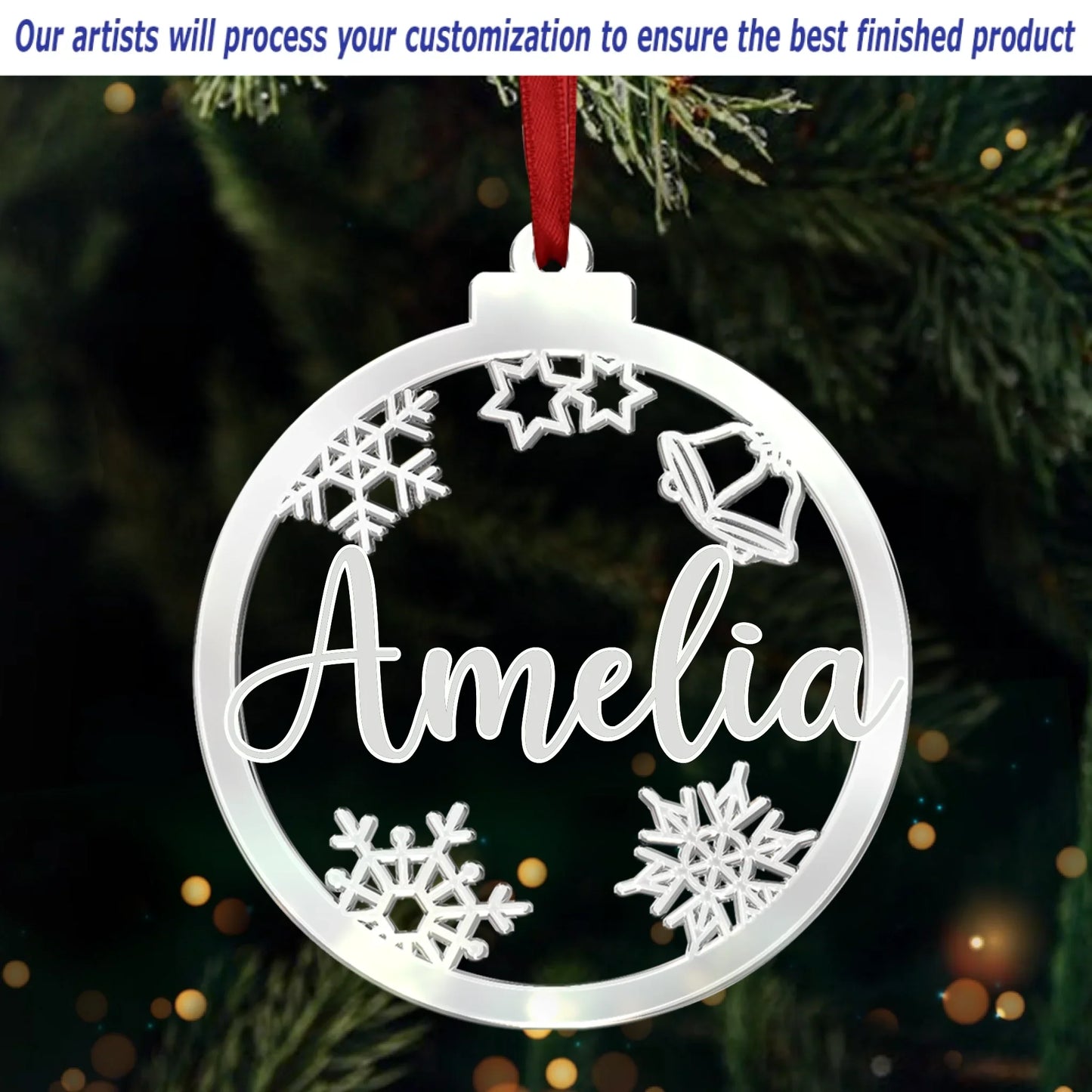 Custom Mirrored Acrylic Ornament - Personalized Christmas Birthday Gifts For Mom, Dad, Kids - Sparkle Season