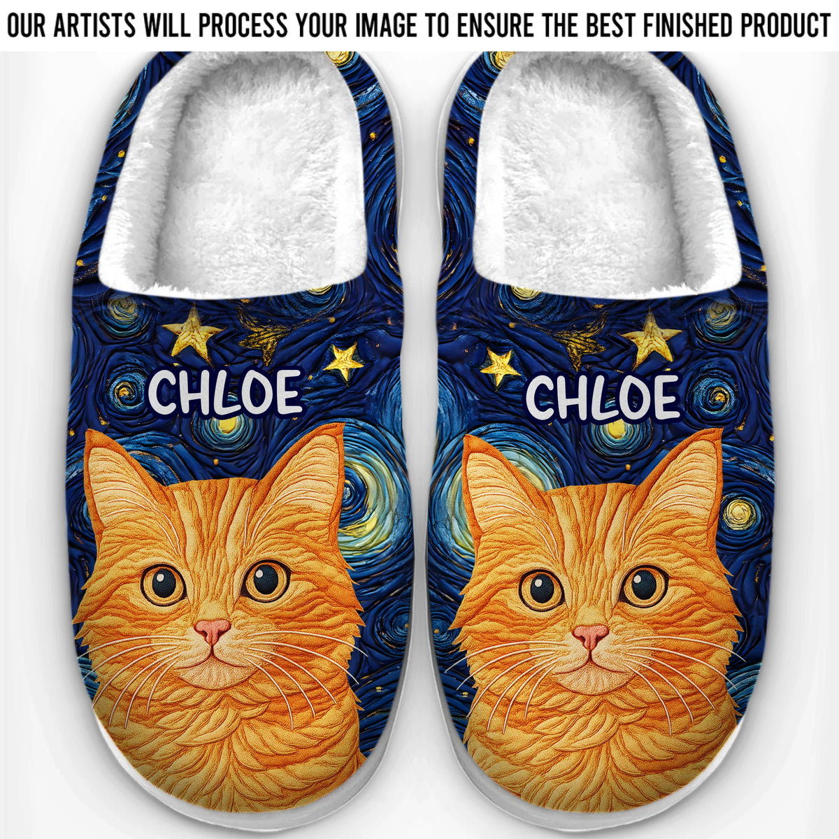 Custom Photo Fluffy Slippers - Personalized Birthday Gifts For Dog Cat Lovers, Dog Dad And Mom, Cat Owners - Starry Skies, Wagging Tails