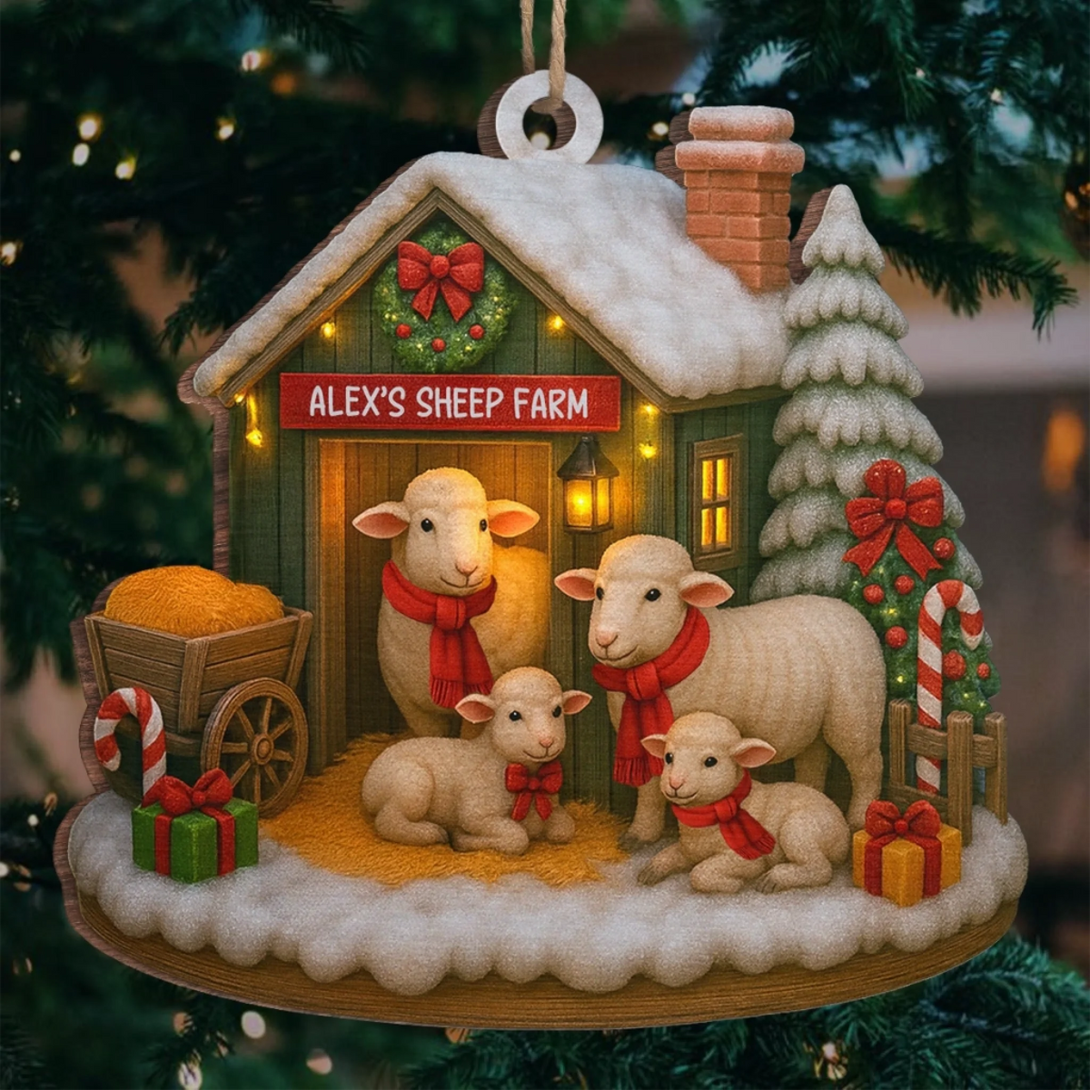 Custom Wood Ornament - Personalized Christmas Birthday Gifts For Women, Men - Life Feels Softer With Sheep