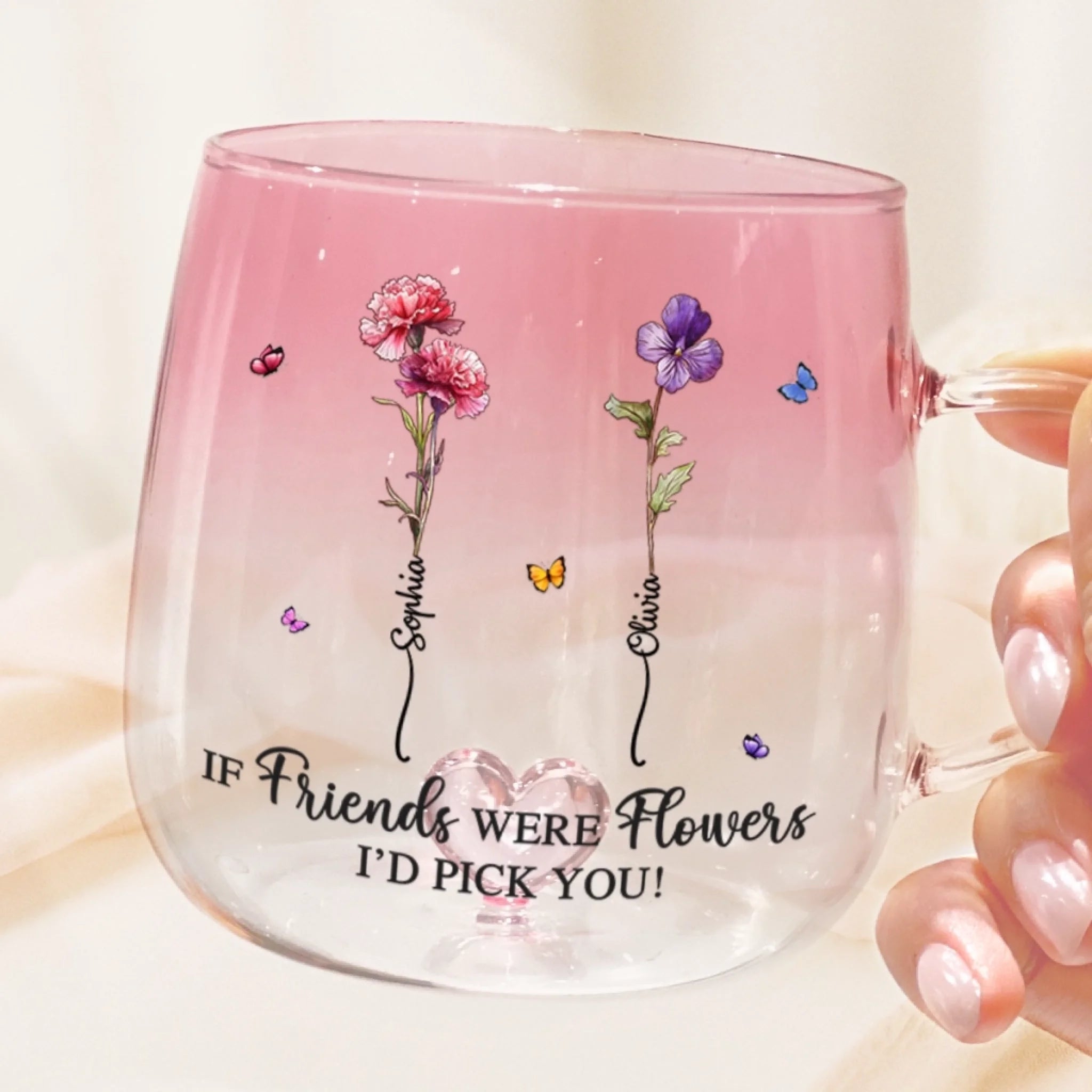 Custom Gradient Glass Mug - Personalized Best Friend Birthday Gifts For Women, Besties, Sisters, BFF - Best Friends, Forever Bond