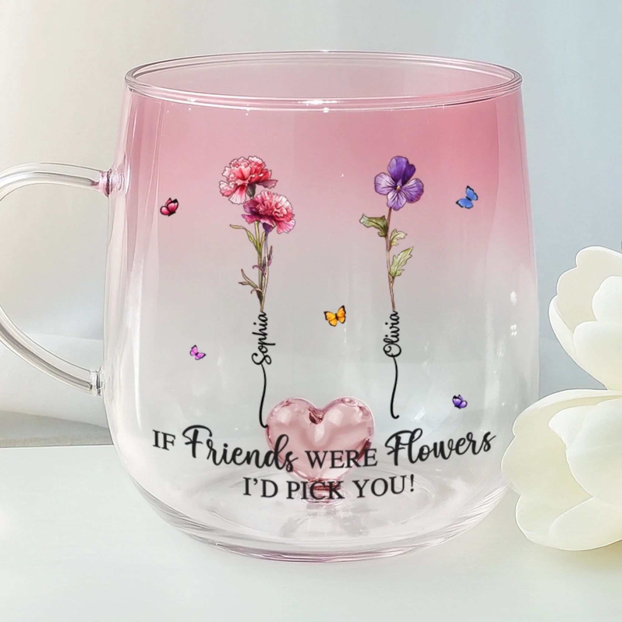 Custom Gradient Glass Mug - Personalized Best Friend Birthday Gifts For Women, Besties, Sisters, BFF - Best Friends, Forever Bond