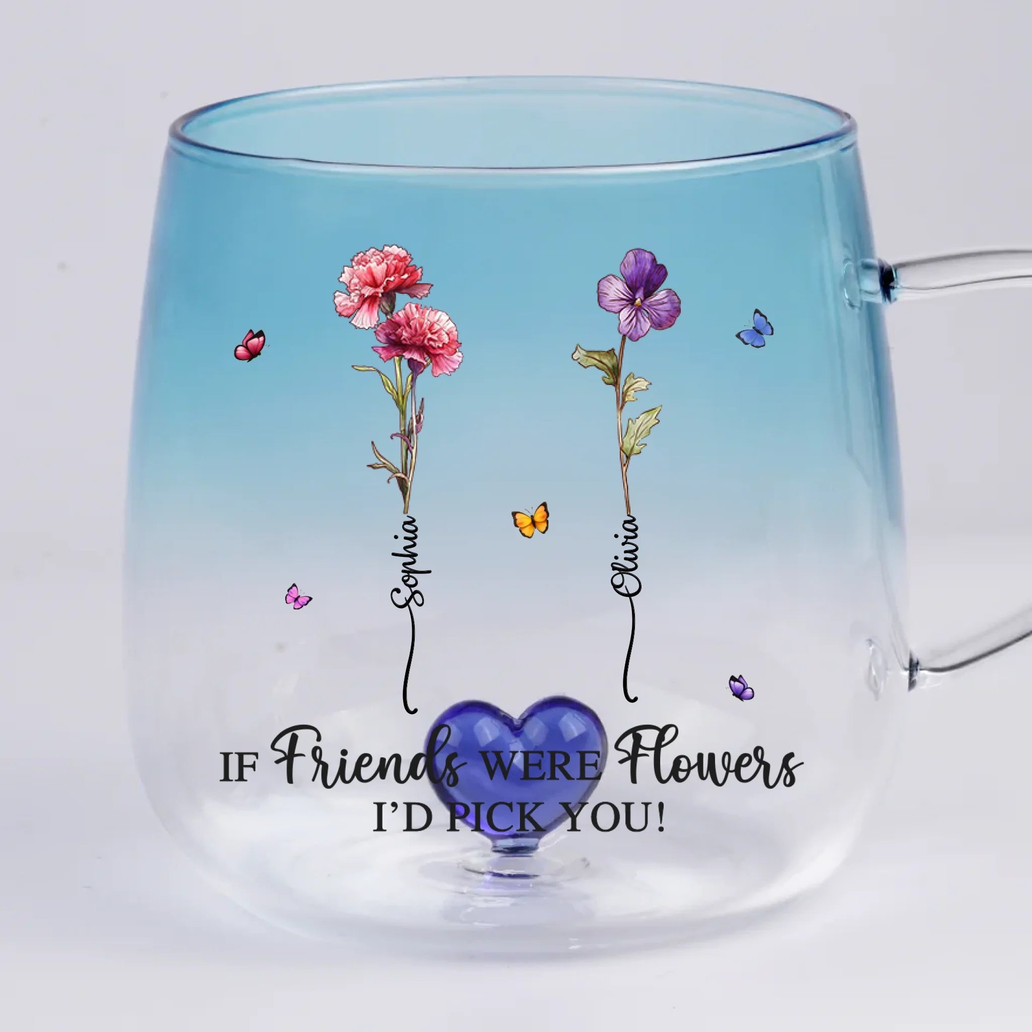 Custom Gradient Glass Mug - Personalized Best Friend Birthday Gifts For Women, Besties, Sisters, BFF - Best Friends, Forever Bond