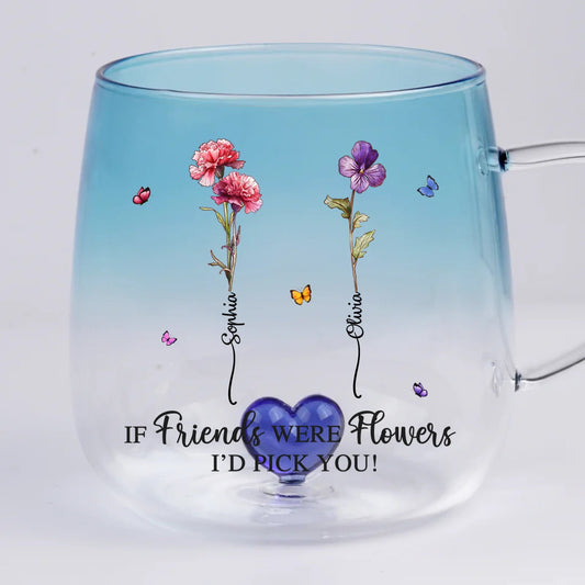 Custom Gradient Glass Mug - Personalized Best Friend Birthday Gifts For Women, Besties, Sisters, BFF - Best Friends, Forever Bond
