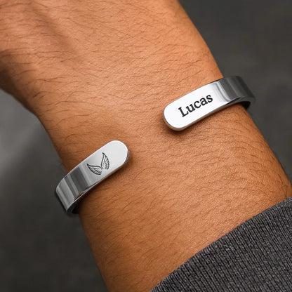 Custom Engraved Stainless Steel Cuff Bracelet - Personalized Memorial Sympathy Gifts For Loss Of Mom, Dad - I Will Carry You With Me