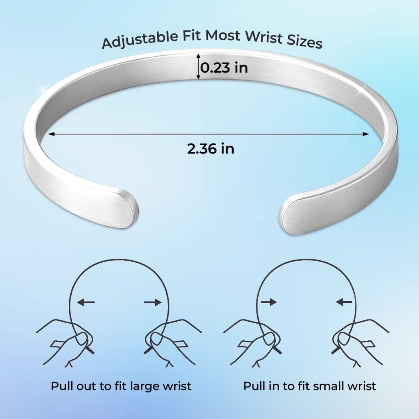 Custom Engraved Stainless Steel Cuff Bracelet - Personalized Memorial Sympathy Gifts For Loss Of Mom, Dad - I Will Carry You With Me