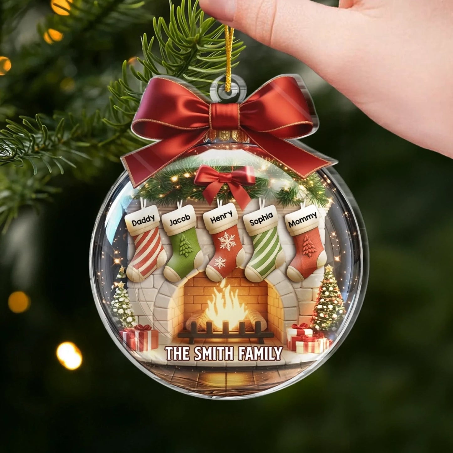 Custom Acrylic Ornament - Personalized Christmas Birthday Gifts For Mom, Dad, Kids - Family Love, Christmas Joy