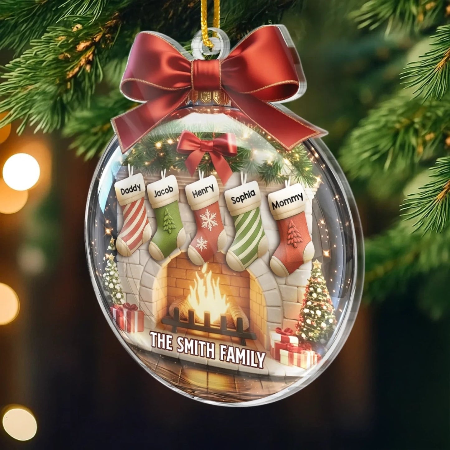 Custom Acrylic Ornament - Personalized Christmas Birthday Gifts For Mom, Dad, Kids - Family Love, Christmas Joy