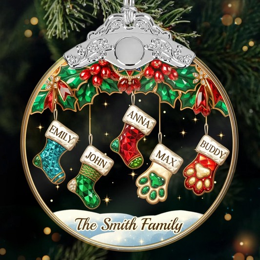 Family Makes Christmas Bright - Personalized Acrylic Ornament