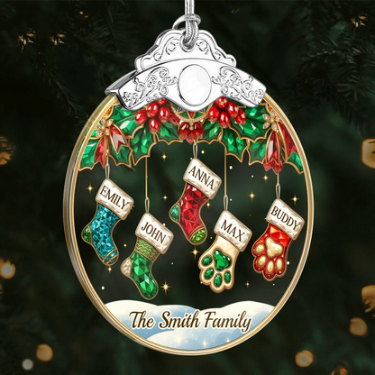 Family Makes Christmas Bright - Personalized Acrylic Ornament