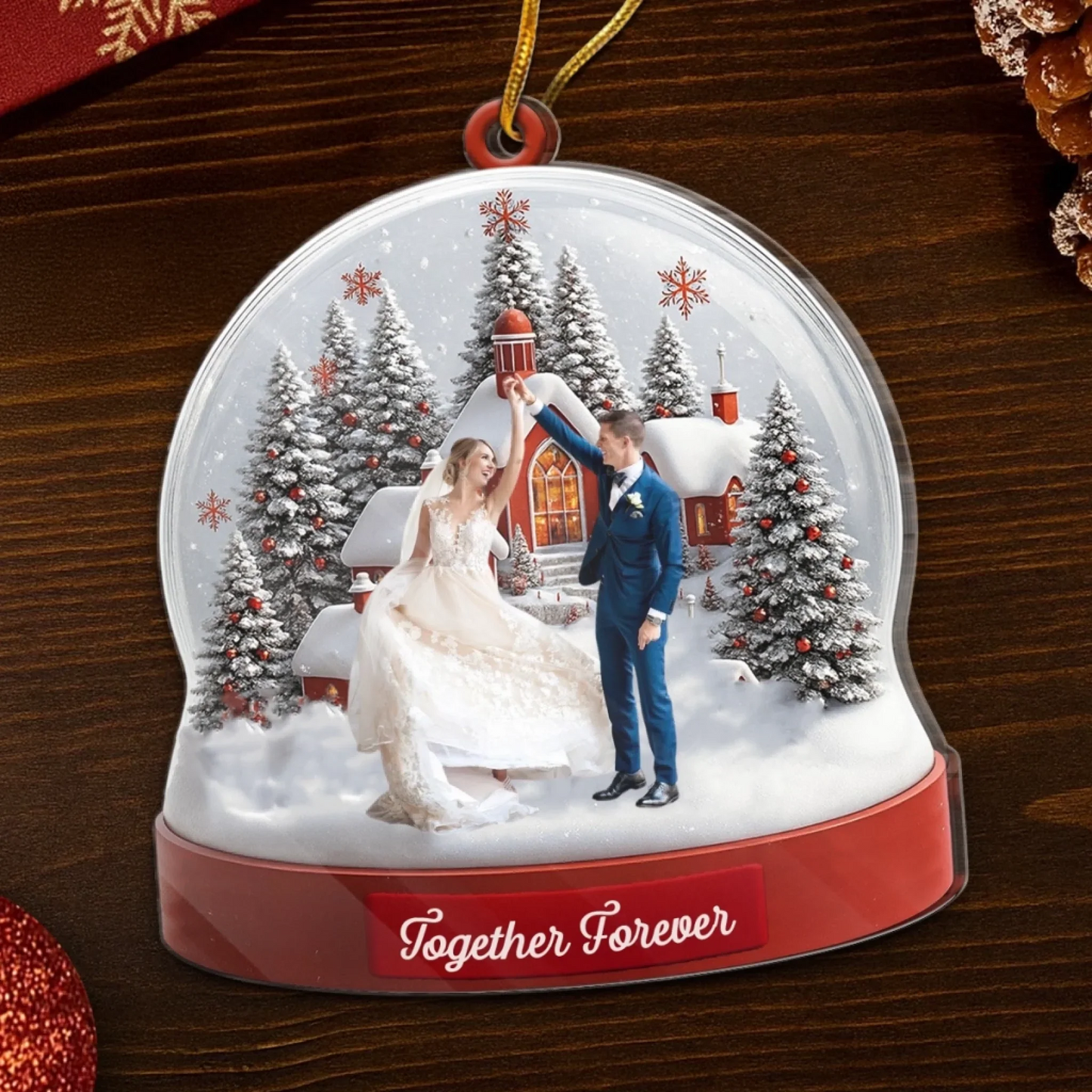 Custom Photo Acrylic Ornament - Personalized Christmas Birthday Gifts For Mom, Dad, Kids - Together Is The Best Place To Be