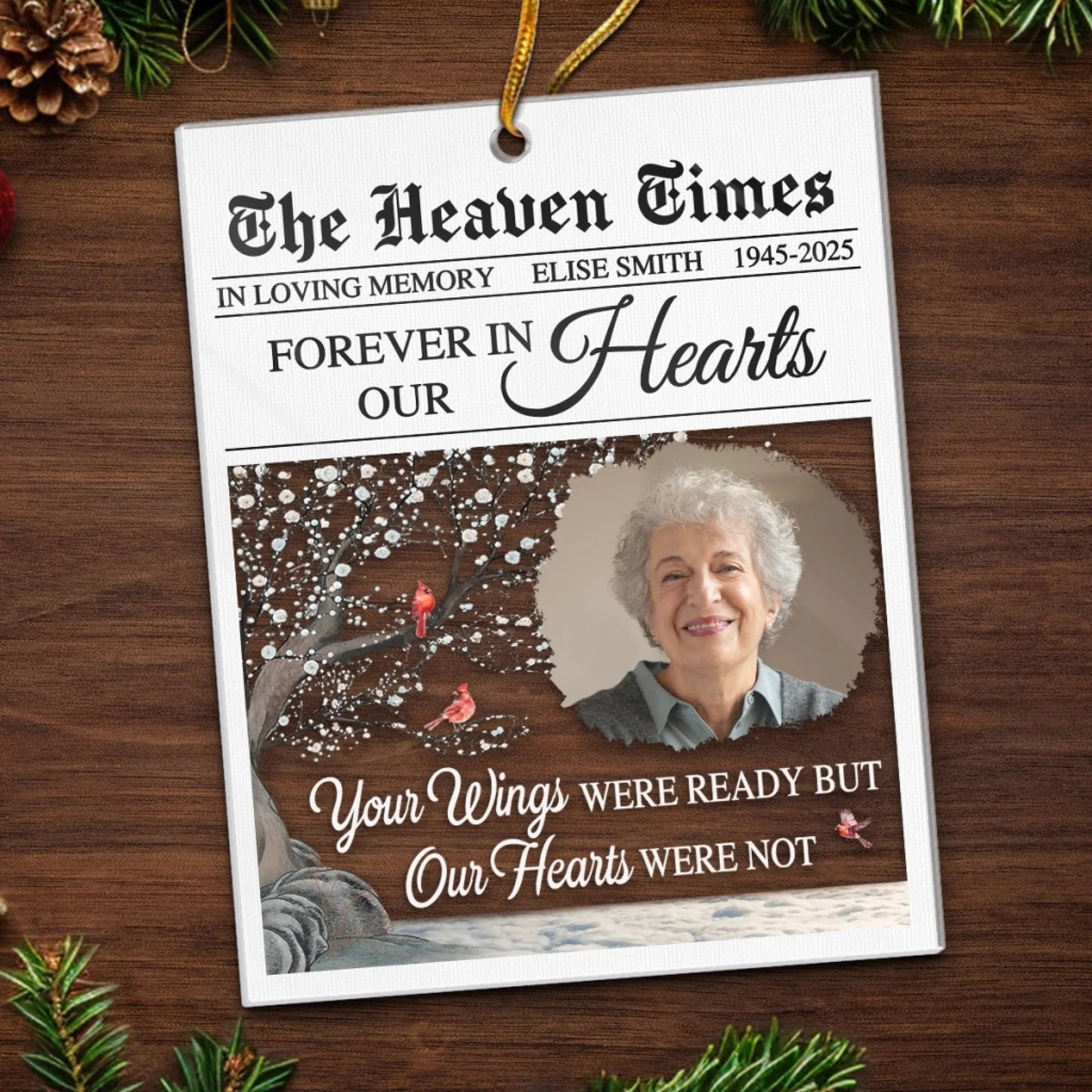 Custom Photo Acrylic Ornament - Personalized Christmas Memorial Sympathy Gifts For Loss Of Mom, Dad - In Our Hearts Forevermore
