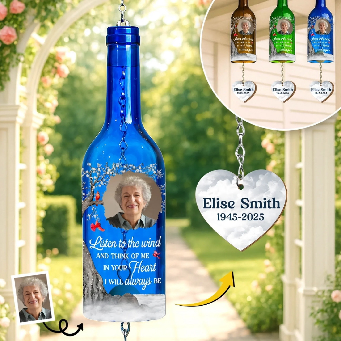 Whispers Of You Live On - Personalized Wine Bottle Wind Chime