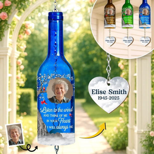 Whispers Of You Live On - Personalized Wine Bottle Wind Chime