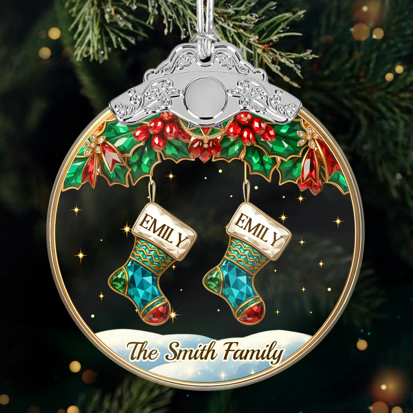 Family Makes Christmas Bright - Personalized Acrylic Ornament