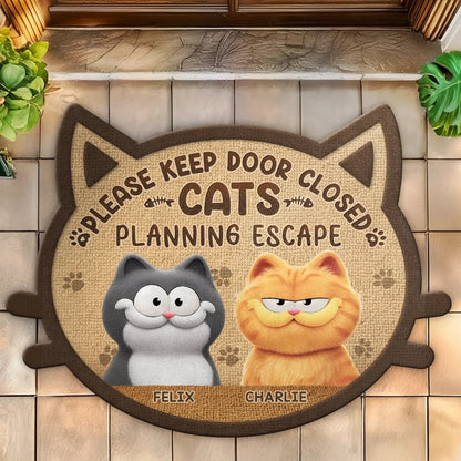 Custom Shaped Doormat - Personalized Birthday Gifts For Cat Lovers, Cat Mom And Dad - Masters Of Sneak Attacks