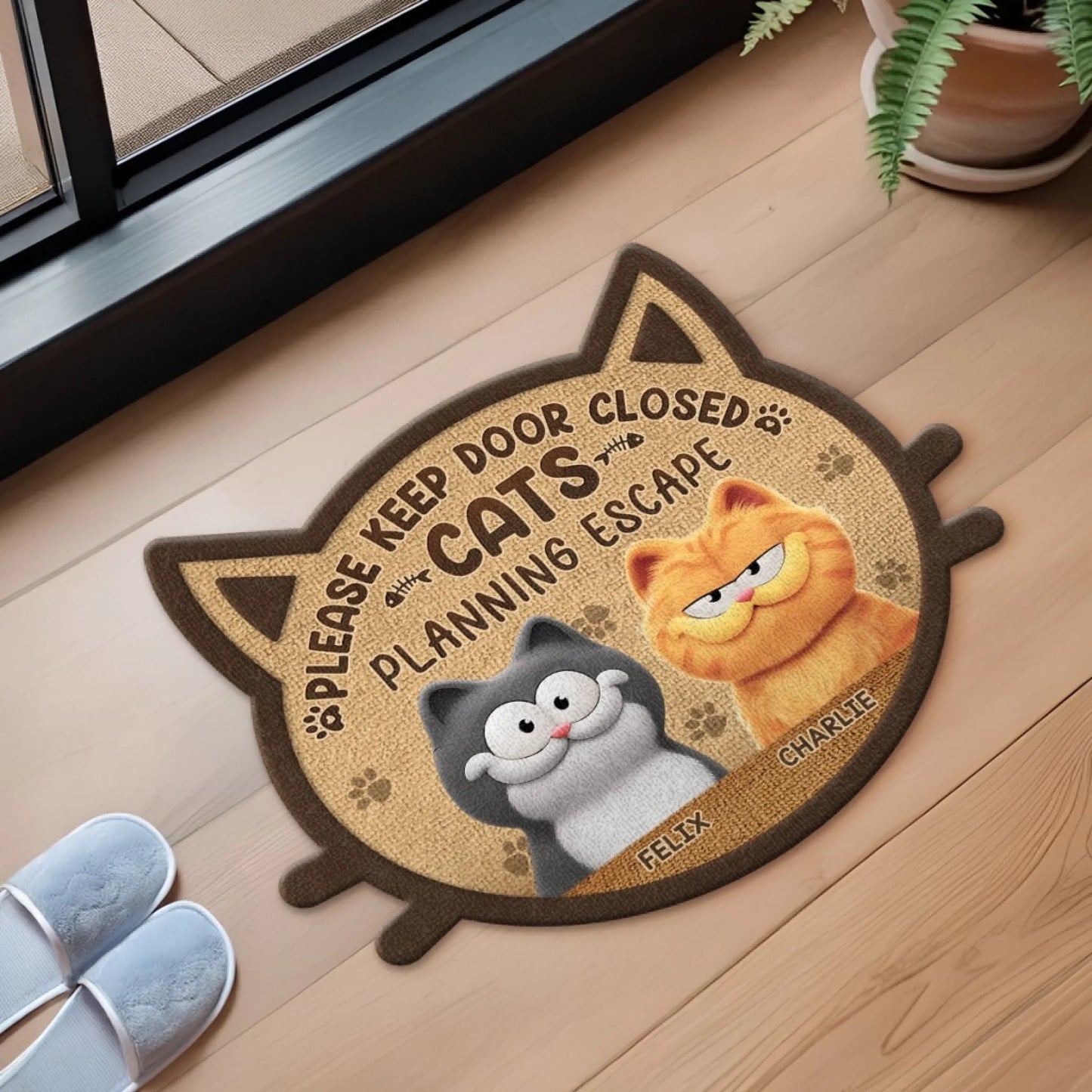 Custom Shaped Doormat - Personalized Birthday Gifts For Cat Lovers, Cat Mom And Dad - Masters Of Sneak Attacks
