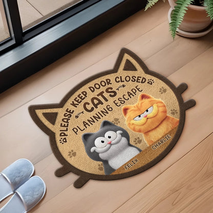 Custom Shaped Doormat - Personalized Birthday Gifts For Cat Lovers, Cat Mom And Dad - Masters Of Sneak Attacks