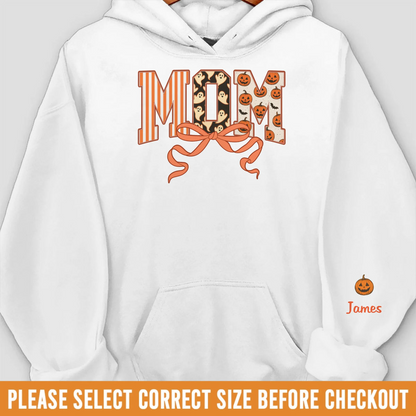 Custom Unisex Sweatshirt, Hoodie With Design On Sleeve - Personalized Halloween Birthday Gifts For Mom, Grandma - Spooky Nights With Family Light