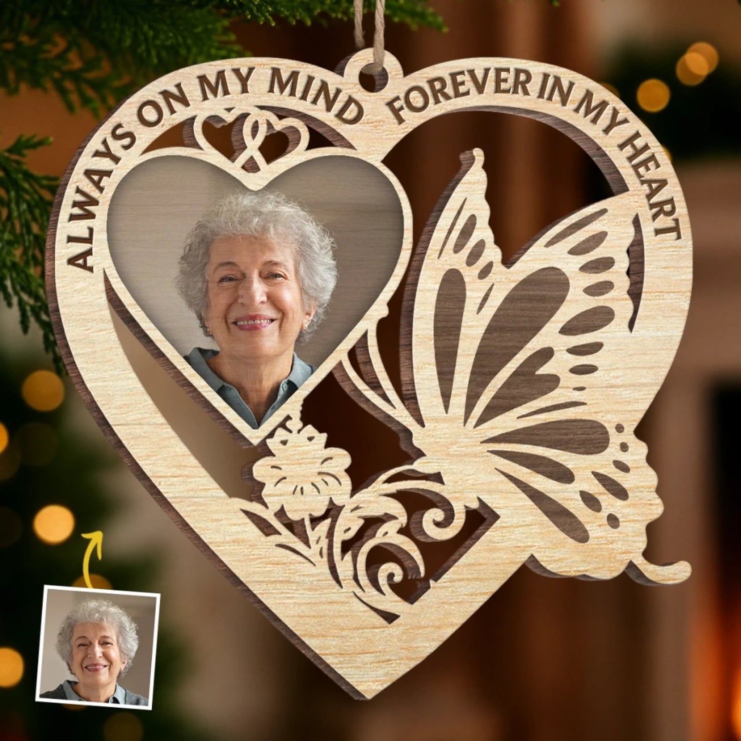 Custom Photo Wood Ornament - Personalized Christmas Memorial Sympathy Gifts For Loss Of Mom, Dad - In Loving Memory