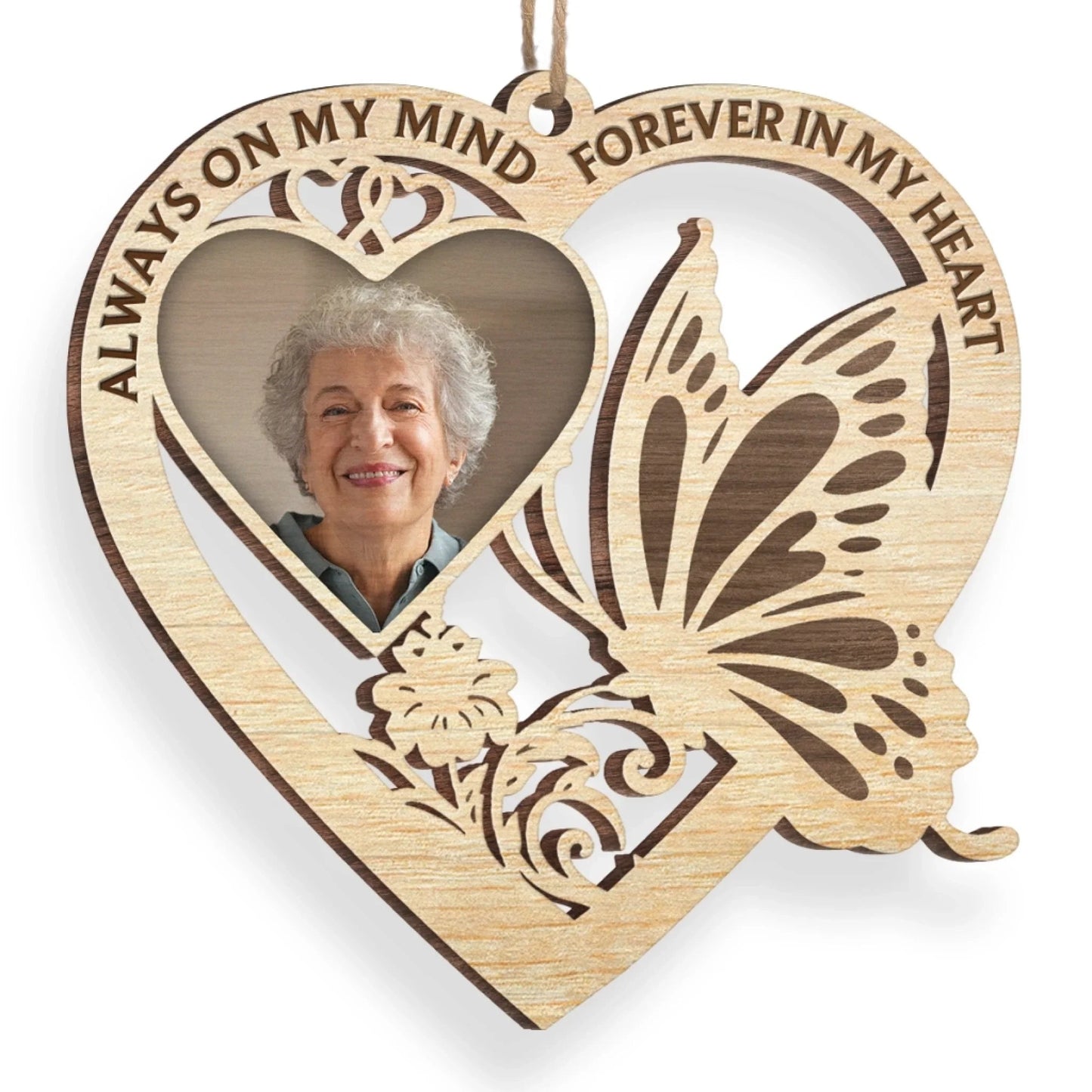 Custom Photo Wood Ornament - Personalized Christmas Memorial Sympathy Gifts For Loss Of Mom, Dad - In Loving Memory