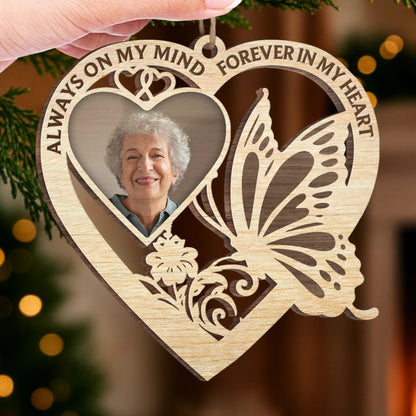 Custom Photo Wood Ornament - Personalized Christmas Memorial Sympathy Gifts For Loss Of Mom, Dad - In Loving Memory