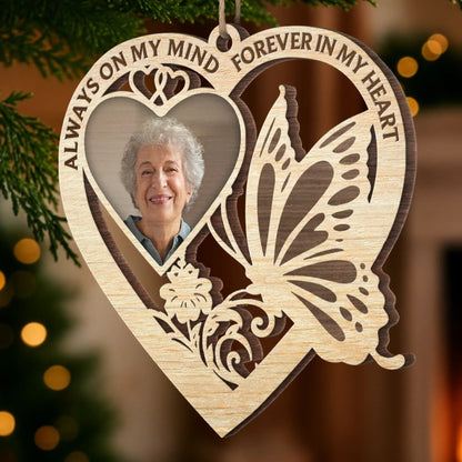 Custom Photo Wood Ornament - Personalized Christmas Memorial Sympathy Gifts For Loss Of Mom, Dad - In Loving Memory