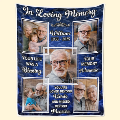 Custom Photo Blanket - Personalized Christmas Memorial Sympathy Gifts For Loss Of Mom, Dad - Love Holds Beyond The Years