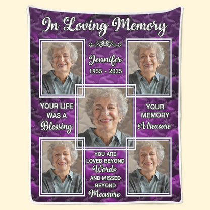 Custom Photo Blanket - Personalized Christmas Memorial Sympathy Gifts For Loss Of Mom, Dad - Love Holds Beyond The Years