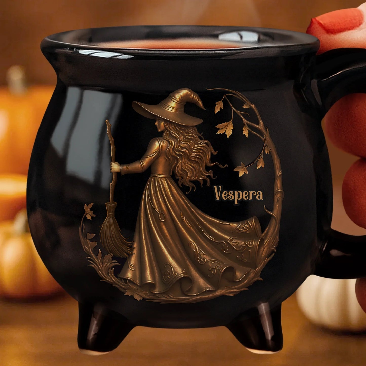 Ceramic Cauldron Coffee Mug - Personalized Halloween Witchy Gifts For Besties, Sisters, BFF, Family, Yourself - Midnight Magic