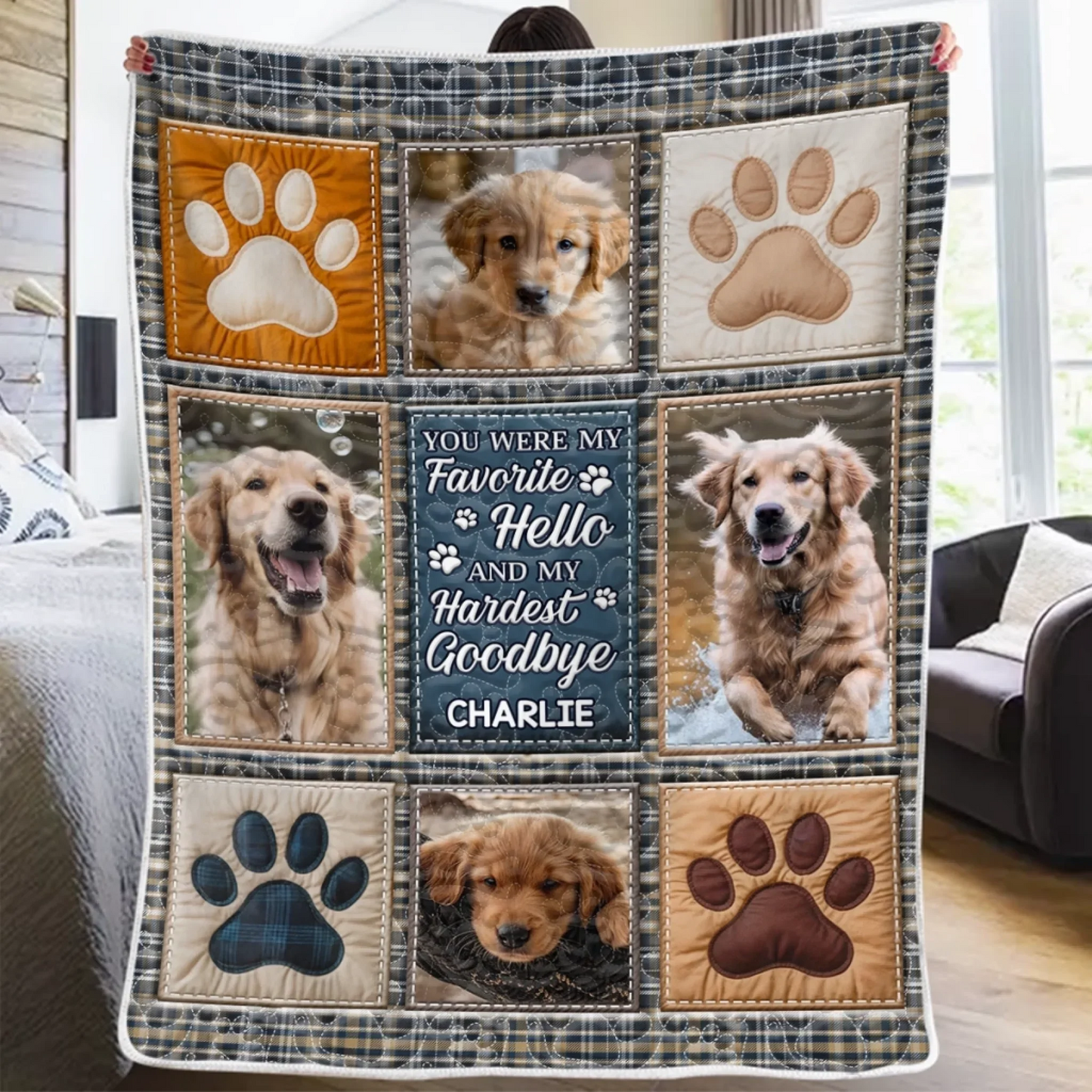 Custom Photo Blanket - Personalized Pet Christmas Memorial Sympathy Gifts For Dogs, Cats - Forever Treasured Never Forgotten