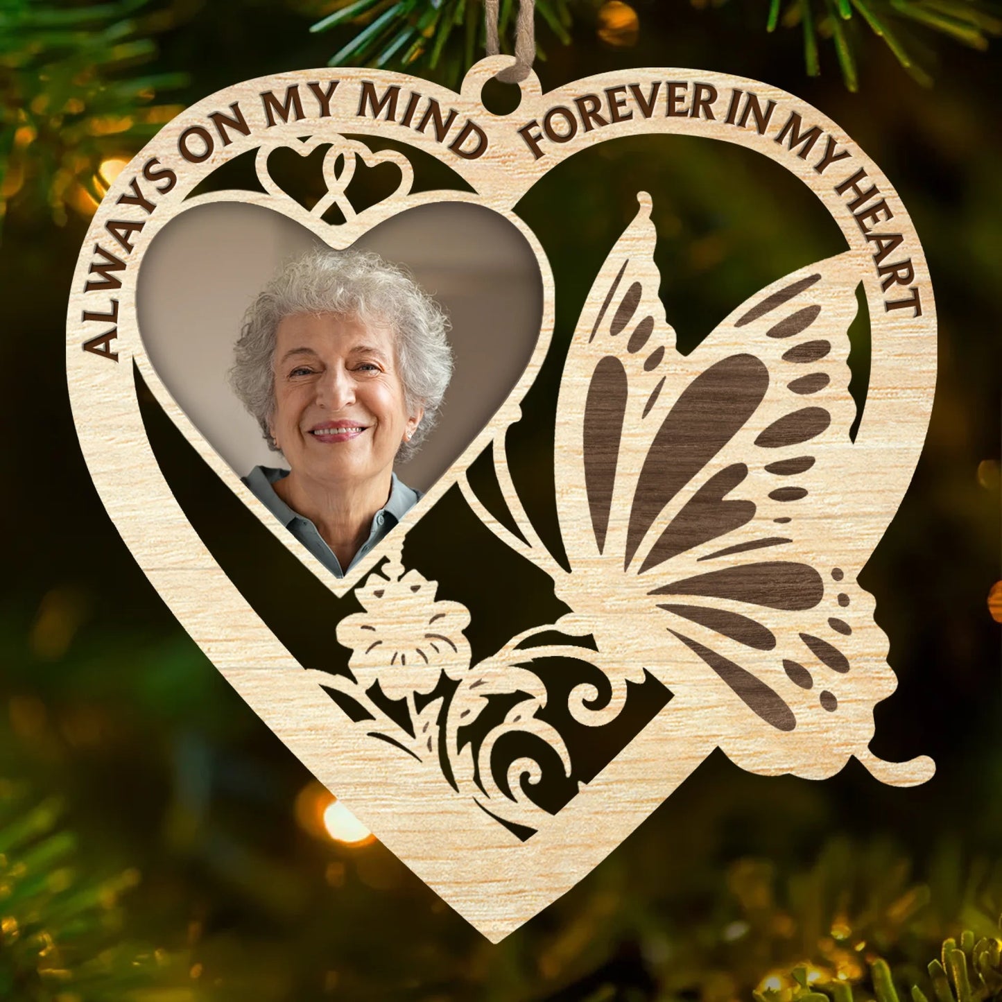 Custom Photo Wood Ornament - Personalized Christmas Memorial Sympathy Gifts For Loss Of Mom, Dad - In Loving Memory