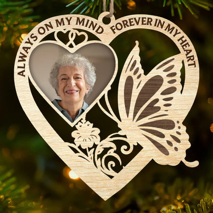 Custom Photo Wood Ornament - Personalized Christmas Memorial Sympathy Gifts For Loss Of Mom, Dad - In Loving Memory