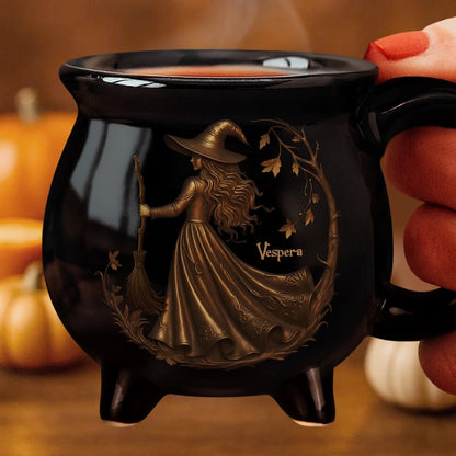 Ceramic Cauldron Coffee Mug - Personalized Halloween Witchy Gifts For Besties, Sisters, BFF, Family, Yourself - Midnight Magic