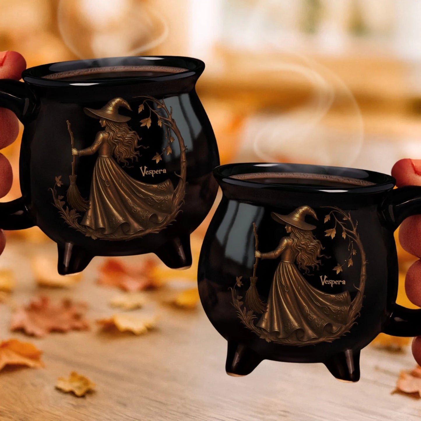 Ceramic Cauldron Coffee Mug - Personalized Halloween Witchy Gifts For Besties, Sisters, BFF, Family, Yourself - Midnight Magic