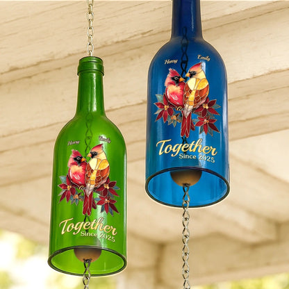 Custom Wine Bottle Wind Chime - Personalized Anniversary Wedding Gifts For Husband And Wife, Him And Her - Our Love, A Lasting Symphony