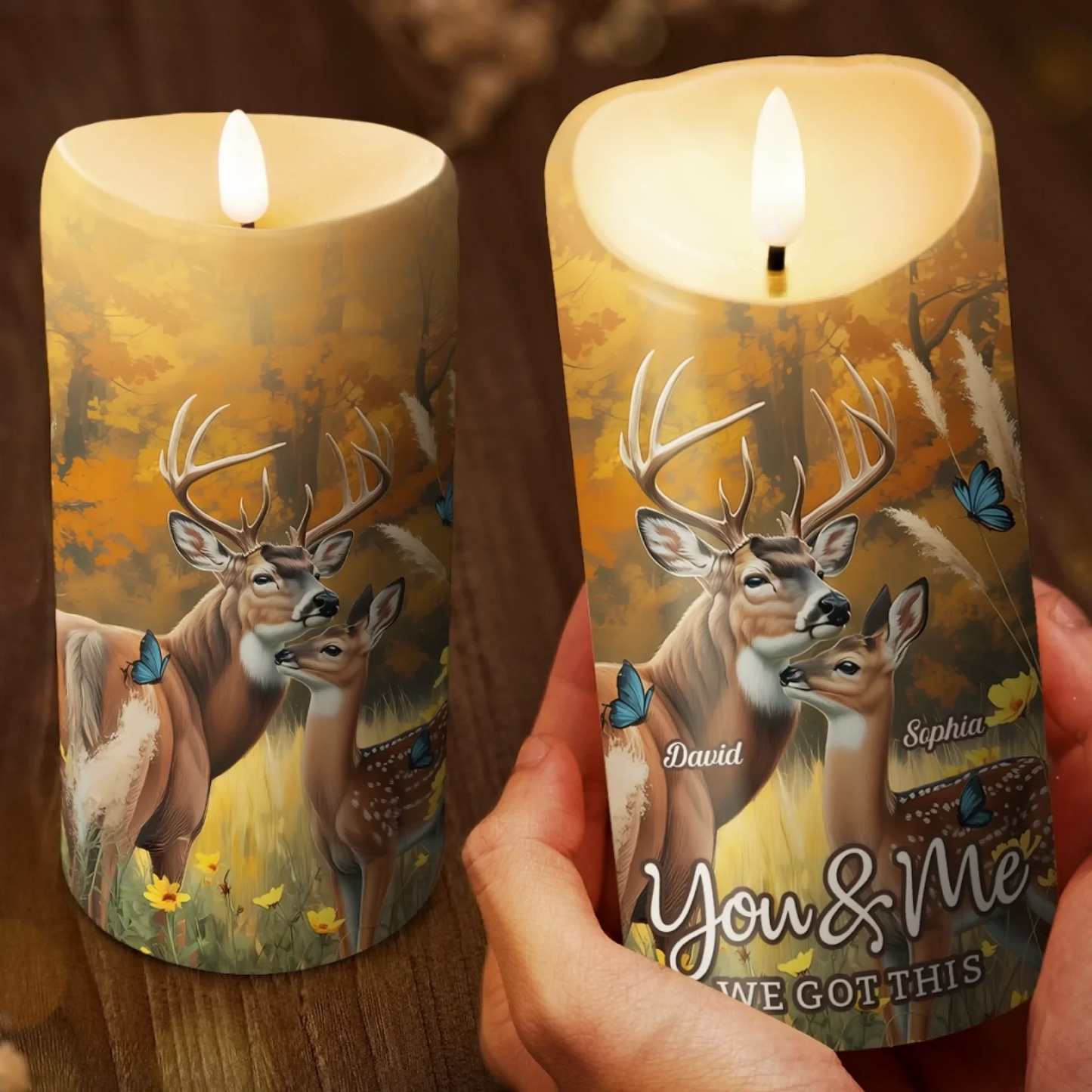 Custom LED Candle - Personalized Anniversary Wedding Gifts For Husband And Wife, Him And Her - My Heart Found Its Forest